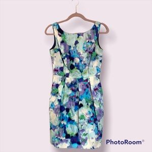 Sleeveless Watercolor Semi-Formal Dress with Pockets